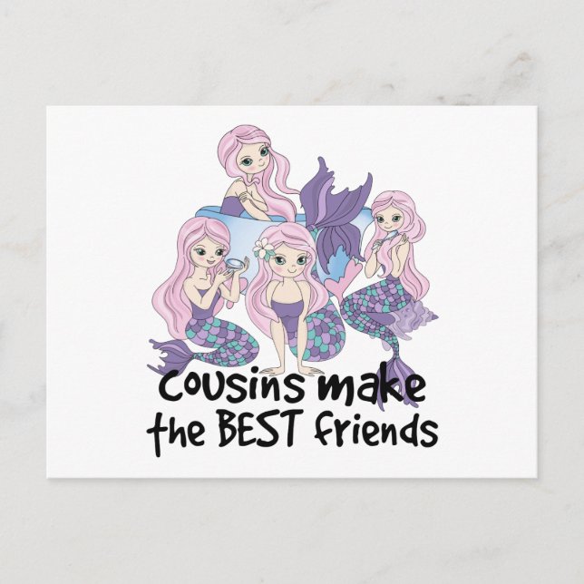 Carte Postale mermaids cousins make the best friends (Devant)