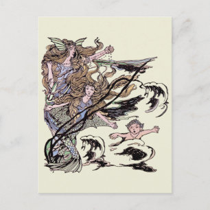 Carte Postale Mermaids Vintage Victorian Illustration