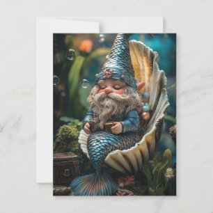 Carte Postale Merman génoise Figurine en coquillage - sous