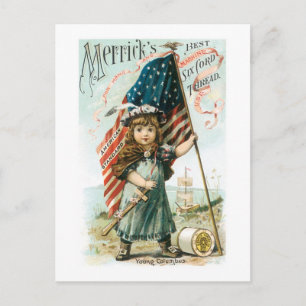 Carte Postale Merricks Thread Girl with USA Flag
