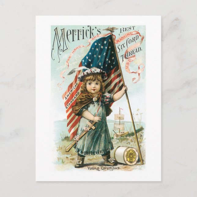 Carte Postale Merricks Thread Girl with USA Flag (Devant)