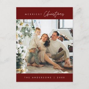 Carte Postale Merriest Christmas Family Photo, Bourgogne