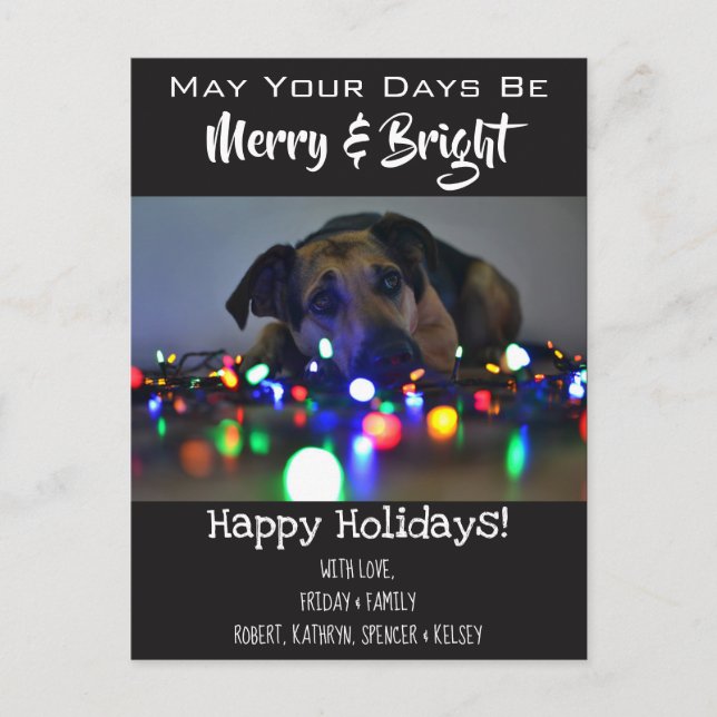 Carte Postale "Merry & Bright" Ajouter Pet Photo Holiday (Devant)
