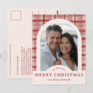 Carte Postale MERRY CHRISTMAS AquarELLE PLANTÉE PHOTO D'ARCHE PE