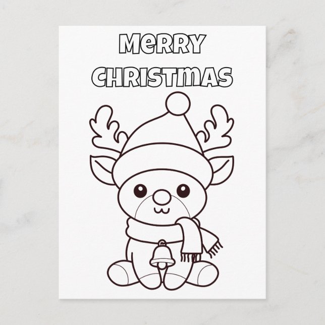 Carte Postale Merry Christmas Color Me Reindeer  (Devant)