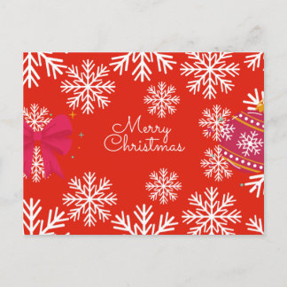 Carte Postale Merry Christmas Festive Snowflakes and Ornaments 