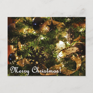Carte Postale Merry Christmas Golden Butterfly