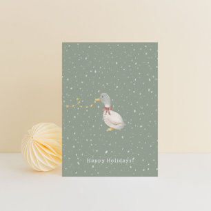 Carte Postale Merry Christmas Happy Holidays Duck Card