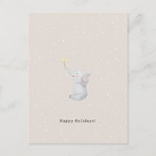 Carte Postale Merry Christmas Happy Holidays Elephant Card