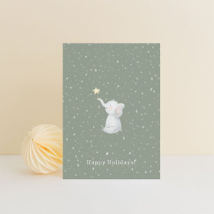 Carte Postale Merry Christmas Happy Holidays Elephant Card