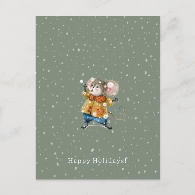 Carte Postale Merry Christmas Happy Holidays Mouse Card (Devant)