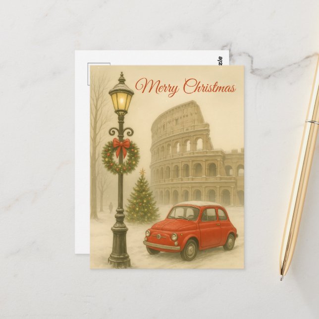 Carte Postale Merry Christmas in Rome – Holiday Art Gift  (Devant/Arrière en situation)