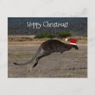 Carte Postale Merry Christmas Merry Kangaroo Red Santa Hat