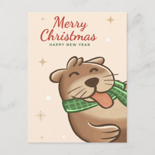 Carte postale Merry Christmas Otter