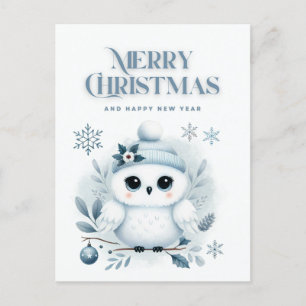 Carte Postale Merry Christmas Owl