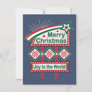 Carte Postale Merry Christmas Retro Marquee - Joy to the World