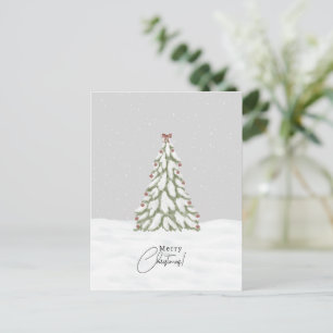 Carte Postale Merry Christmas Snow Christmas Tree Holiday Card