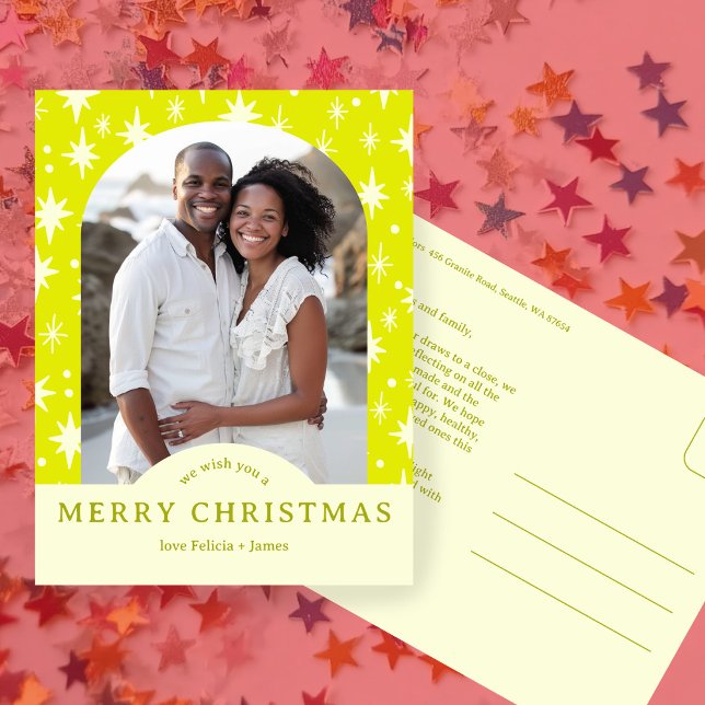 Carte Postale MERRY CHRISTMAS Stars Holiday CUSTOM Arch PHOTO (MERRY CHRISTMAS Stars Holiday CUSTOM Arch PHOTO Postcard
)