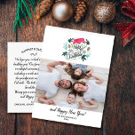 Carte Postale Merry Christmas Stocking Family Photo New Year<br><div class="desc">Spread holiday cheer with this fun postcard featuring your horizontal photo accented with a hand drawn Christmas stocking. Les objets de la façade pour une typed holiday note or delete and leave space to handwrite one. Add your return address. Fun and moderne yet simple et solide — parfait pour le...</div>