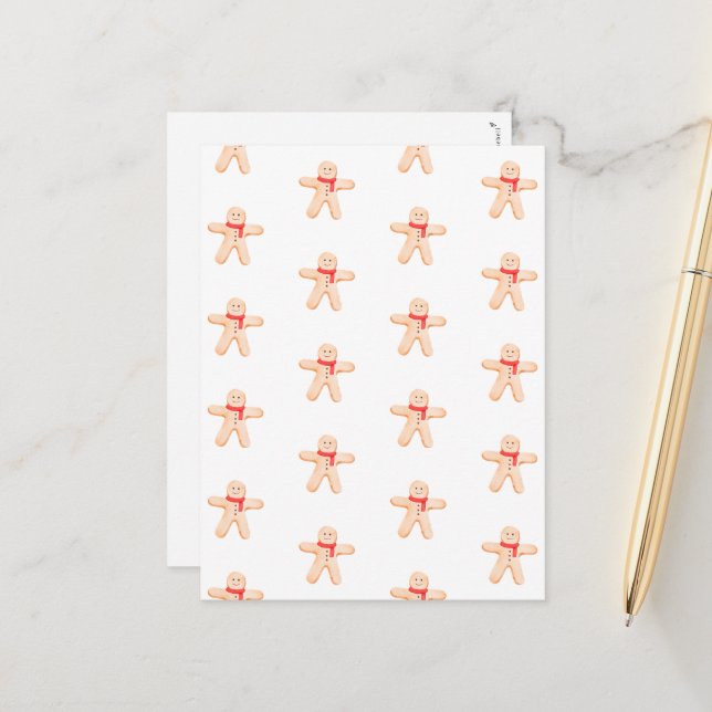 Carte Postale Merry Christmas Winter Gingerbread Man Card (Devant/Arrière en situation)