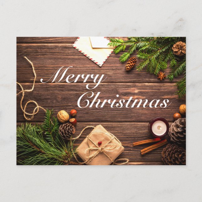 Carte Postale Merry Christmas Wood Design (Devant)