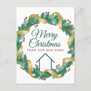 Carte Postale Merry Christmas Wreath Beautiful New Home Adresse