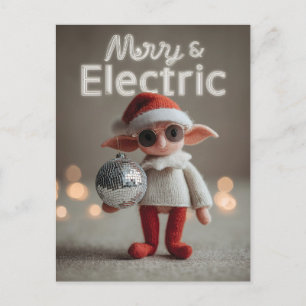 Carte Postale MERRY & ELECTRIC : Poupée de lutin de Noël fantais