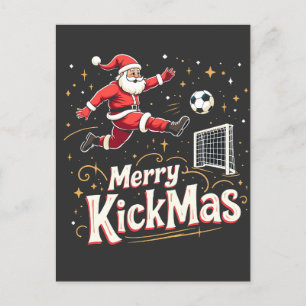Carte Postale Merry Kickmas Funny Santa Claus Amateurs de footba