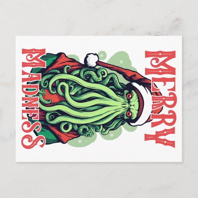 Carte Postale Merry Madness - Cthulhu Père Noël Stare (Devant)