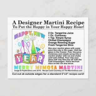 Carte postale Merry Mimosa Martini Recette du Nouv