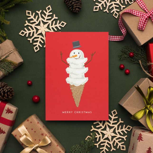 Carte Postale MERRY NOËL Snowman Ice Cream Cône (Créateur téléchargé)