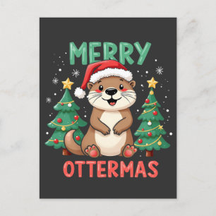 Carte Postale Merry Ottermas Funny Otter Animal Amateurs de Noël