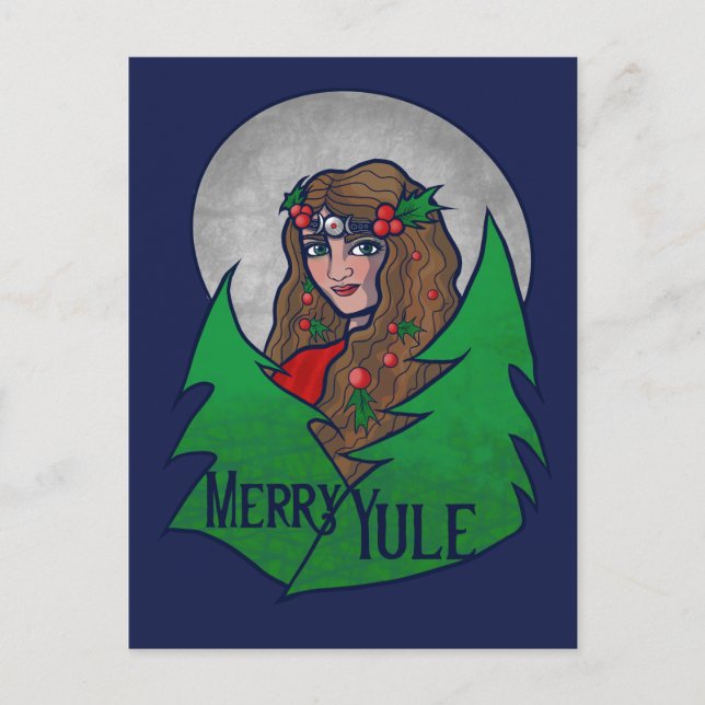 Carte Postale Merry Yule Goddess Art Pagan et Wiccan Yule (Devant)
