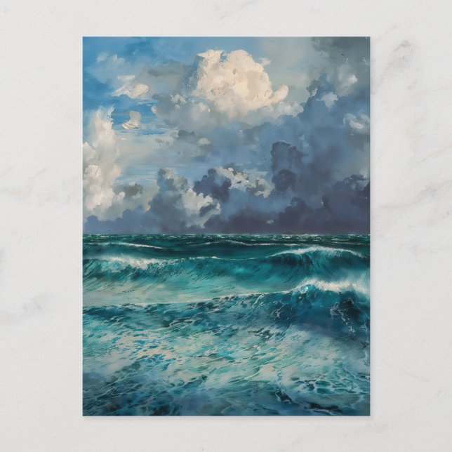 Carte Postale Mers déchaînés - Peinture de marine de style impre (Devant)