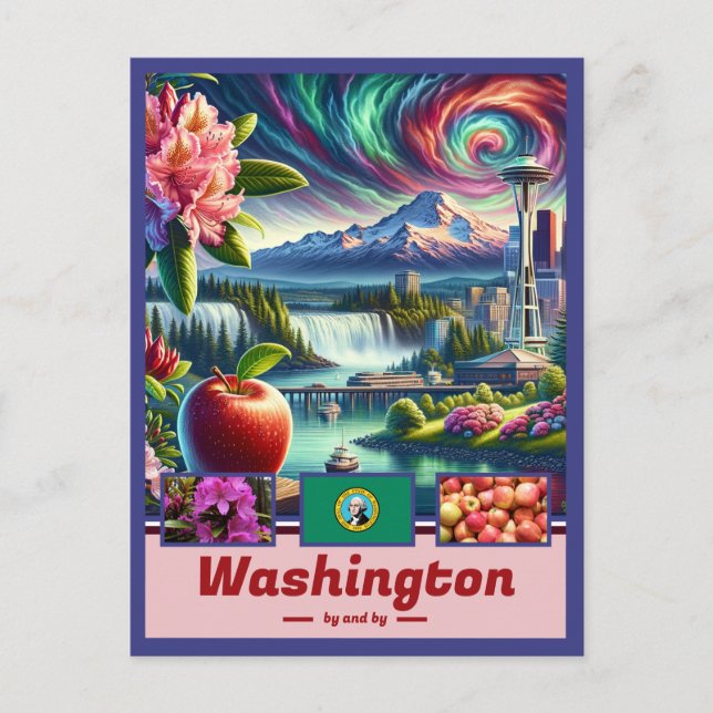 Carte Postale Merveilles de Washington : Paysages Emblématiques (Devant)