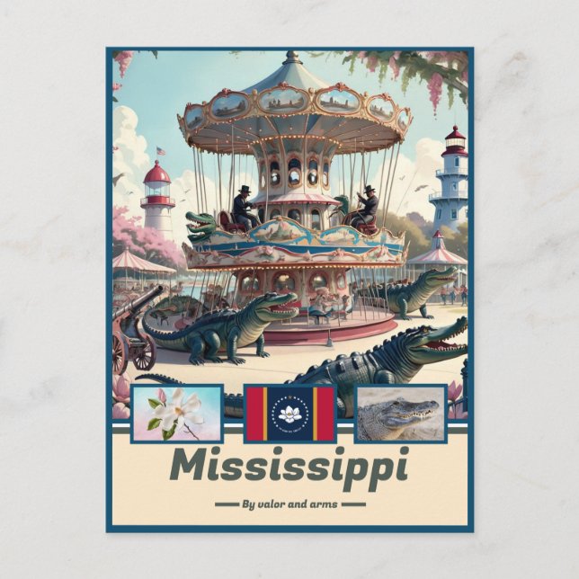 Carte Postale Merveilles du Mississippi et devise (Devant)