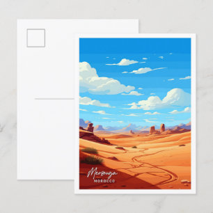 Carte Postale Merzouga Maroc Voyage Vintage Illustration