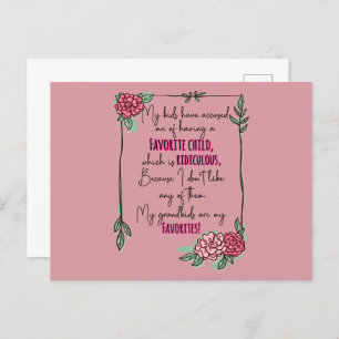 Carte Postale Mes enfants m'ont accusé d'avoir un enfant favori