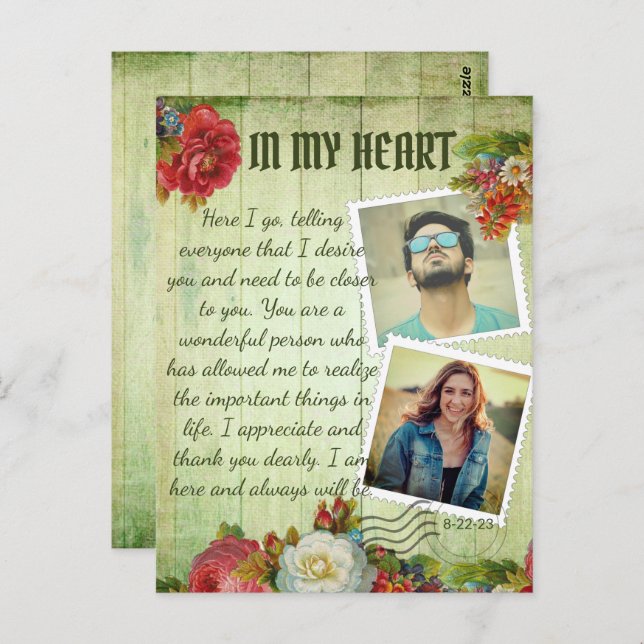 Carte Postale Message d'amour romantique en collage de photos vi (Devant / Derrière)