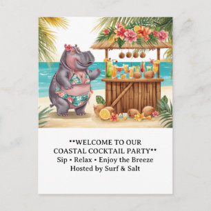 Carte Postale Message de bienvenue à la fête HIPPO BEACH Cocktai