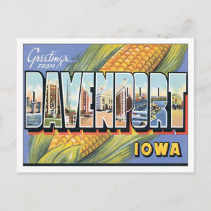 Carte Postale Message de bienvenue de Davenport Iowa USA Postcar