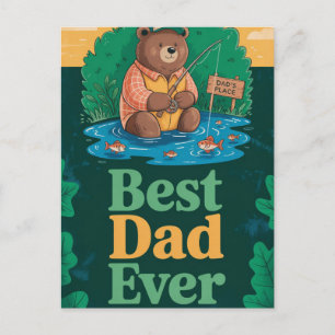 Carte Postale Message de la fête des pères avec un ours mignon p