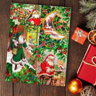 Carte Postale Message de Père Noël de Noël victorien Vintage fes