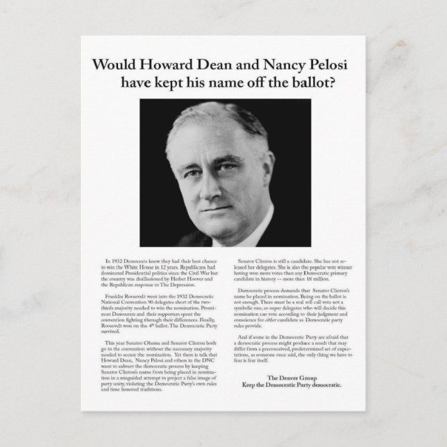 Carte Postale Message du groupe Denver à Chicago (Devant)