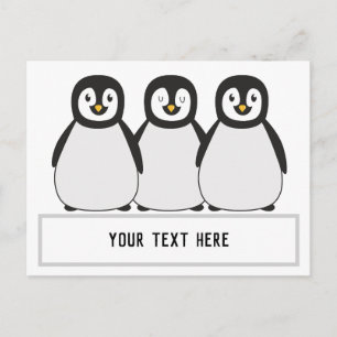 Carte Postale Message texte personnalisé de pingouins