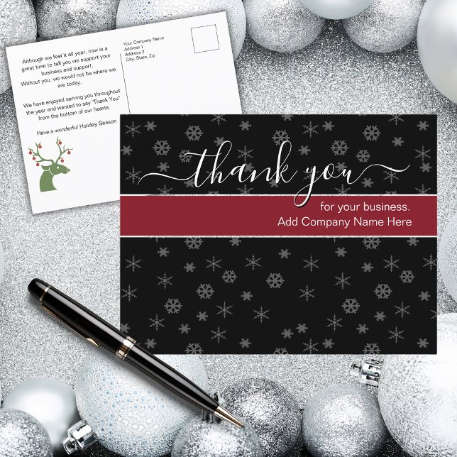Carte Postale Messages de Merci de Noël professionnels personnal (Custom Business Christmas Thank You Messages)