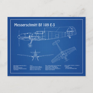 Carte Postale Messerschmitt Bf 109 - Plan d'avion AD