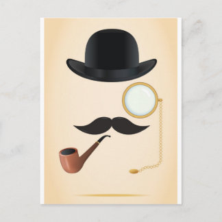 Carte Postale Messieurs Mustache Doit-Dash Monacle & Bowler Casq