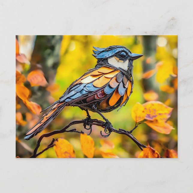 Carte Postale Metal Blue Tit on Branch (Devant)