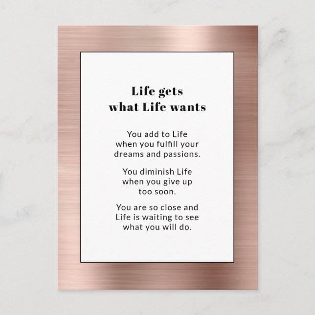 Carte Postale Métal brossé Motivational Rose Gold (Devant)